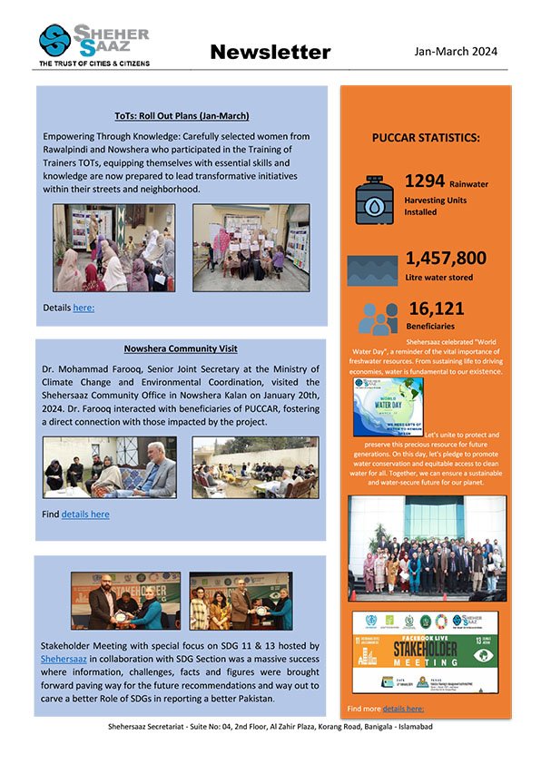 Shehersaaz Newsletter Jan - Mar 2024